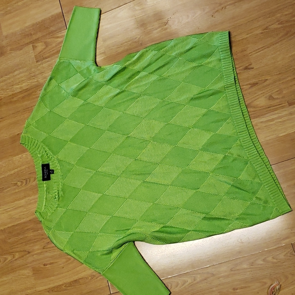 Rondina neon green argyle sweater size medium